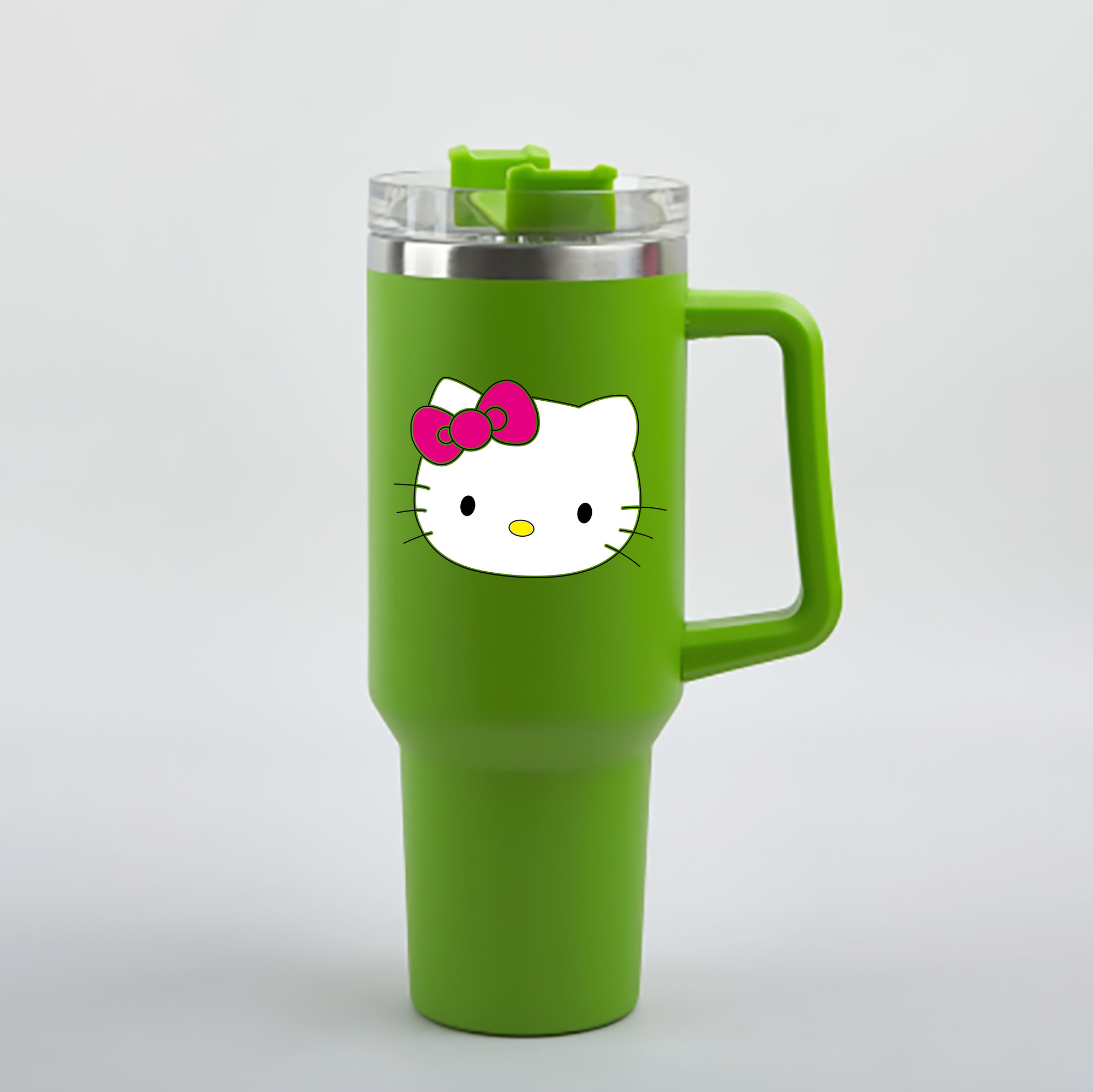 （画像用） Hello Kitty ハローキティ 1200mL車用タンブラー - クリスタルステッカー（プラスチックストロー付き）